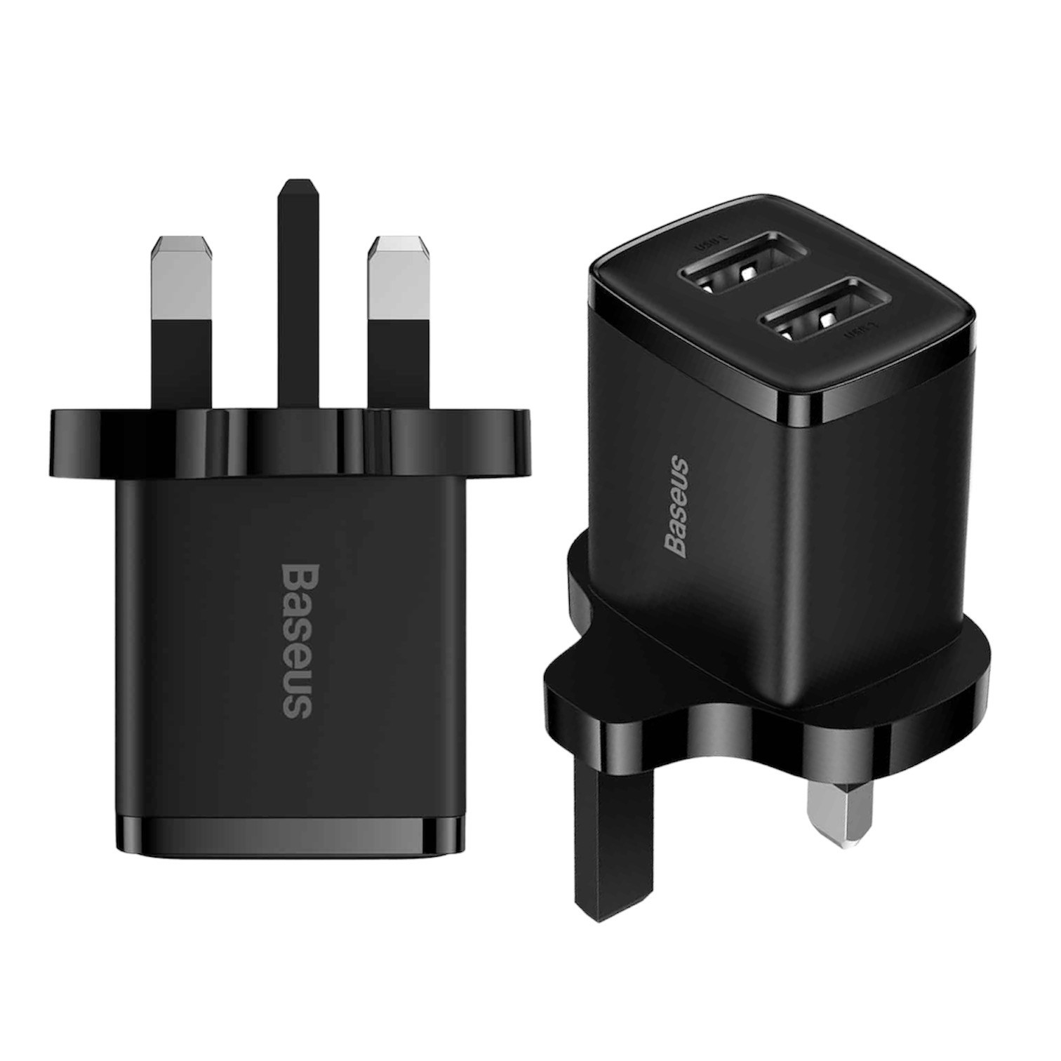 Basues 10.5w black Baseus 10.5w Dual Usb Compact Charger UK 3 Pin Black
