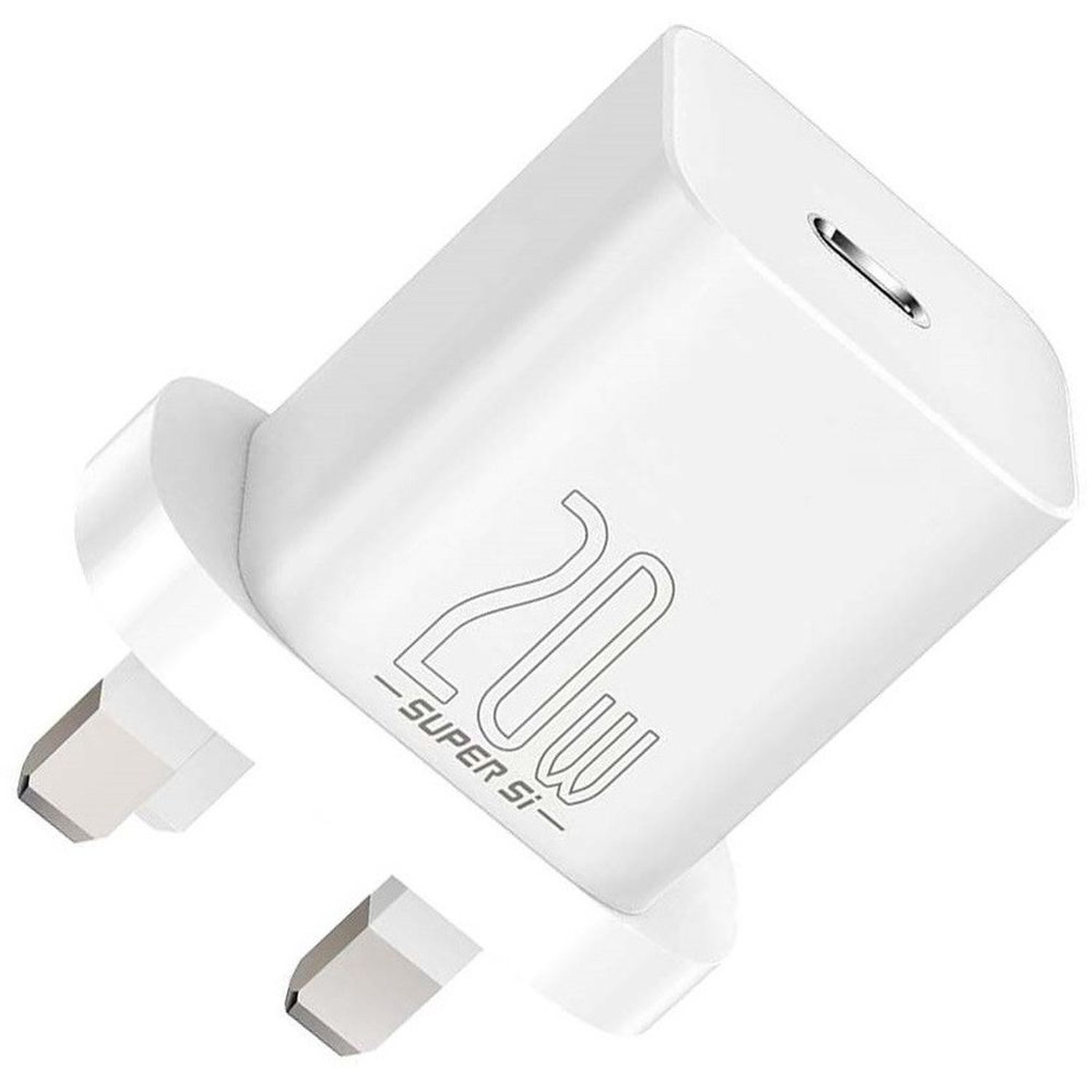 Baseus Super Si Quick Charger 1C 20W UK Sets white（With Superior Series Fast Charging Data Cable Type-C to iP PD 20W 1mwhite500