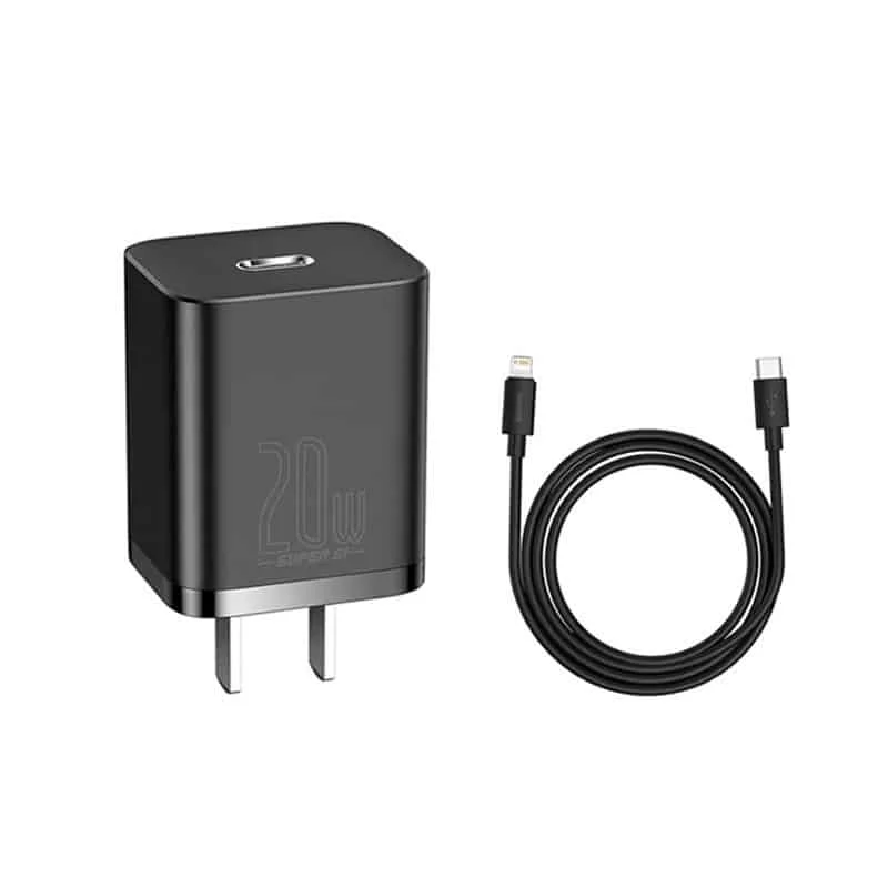 Baseus Super Si Quick Charger 1C 20W CN 2 Pin Black