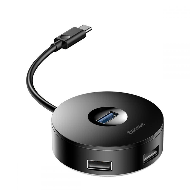 Baseus Air Joy - round box TYPE-C HUB adapter （Type-C to USB3.0*1 / USB2.0*3）25CM Black