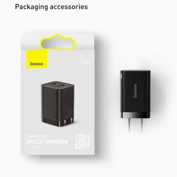 Baseus Super Si Pro Quick Charger C+U 30W CN 2 Pin Black