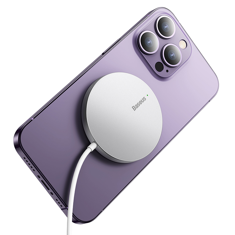 Baseus Simple Mini3 Magnetic Wireless Charger 15W Silver ( For iP 12/13/14/15 Series)