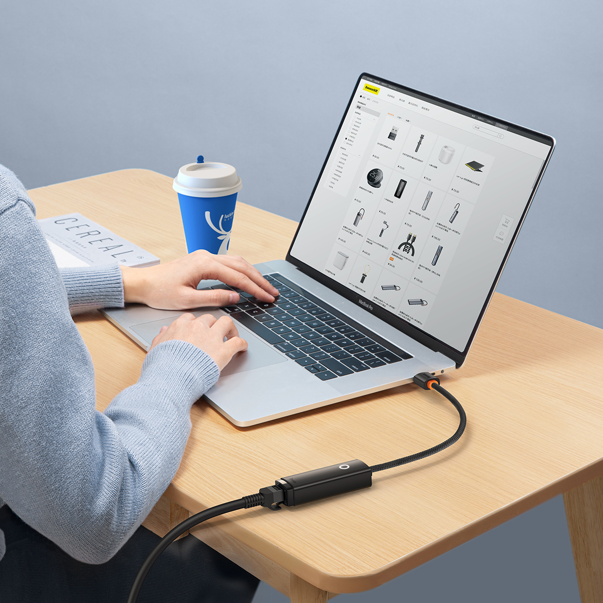 Baseus Lite Series Ethernet Adapter USB-A to RJ45 LAN Port (100Mbps) Black