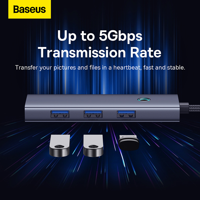 Baseus Flite Series 4-Port HUB Space Grey（Type-C to USB3.0*4）
