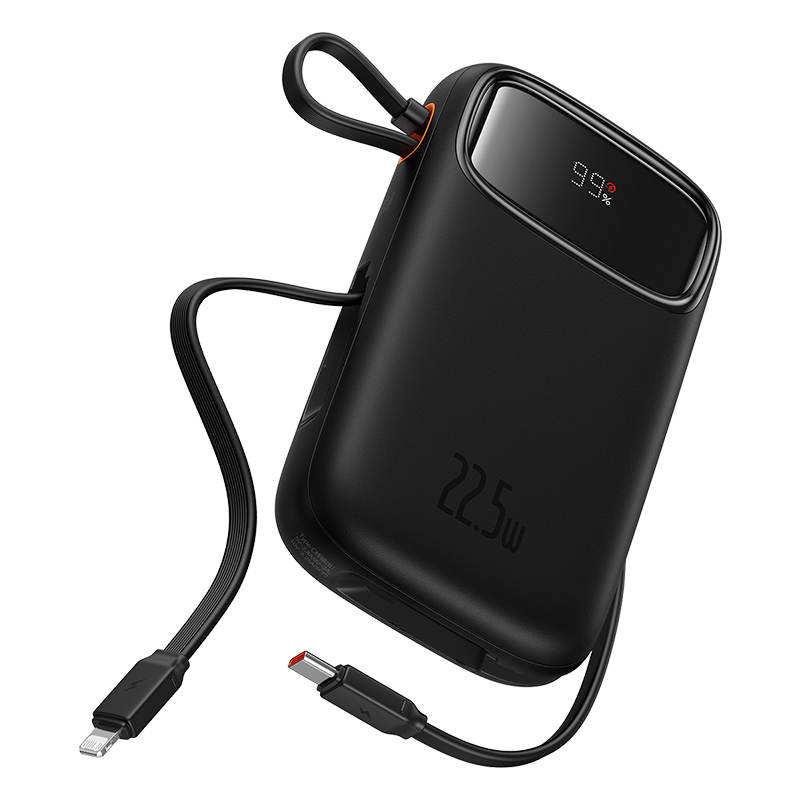 Baseus Qpow2 Dual-Cable Digital Display Fast Charge Power Bank 20000mAh 22.5W Cluster Black