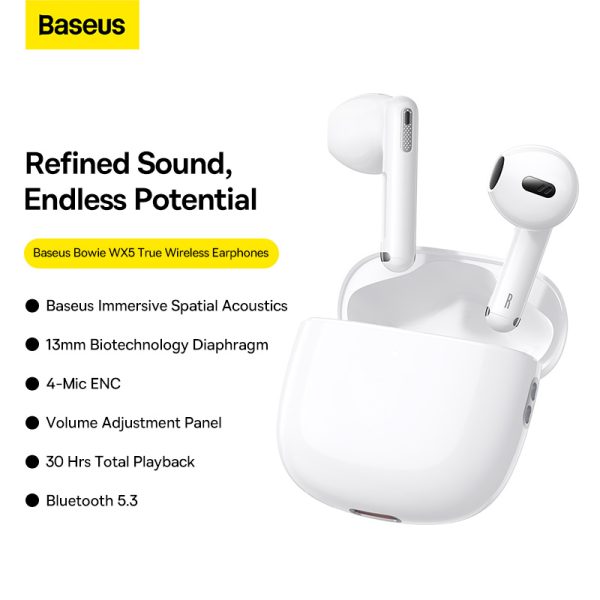 Baseus Bowie WX5 True Wireless Earphones White
