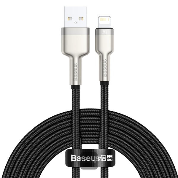 basuses cafule 2.4 2M Baseus Cafule Series Metal Data Cable USB to IP 2.4A 2m Black