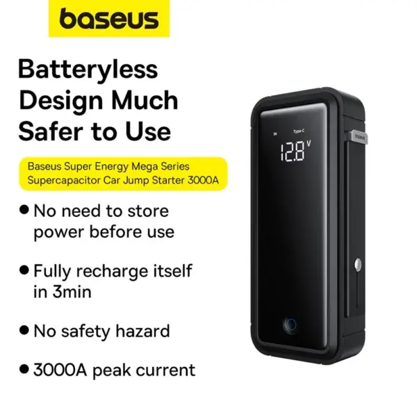 Baseus Super Energy Mega Series Supercapacitor Car Jump Starter 3000A Twilight Grey