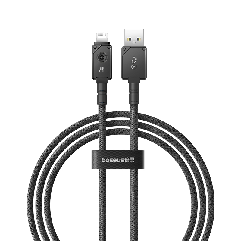Baseus Unbreakable Series Fast Charging Data Cable USB to iP 2.4A 1m Cluster Black