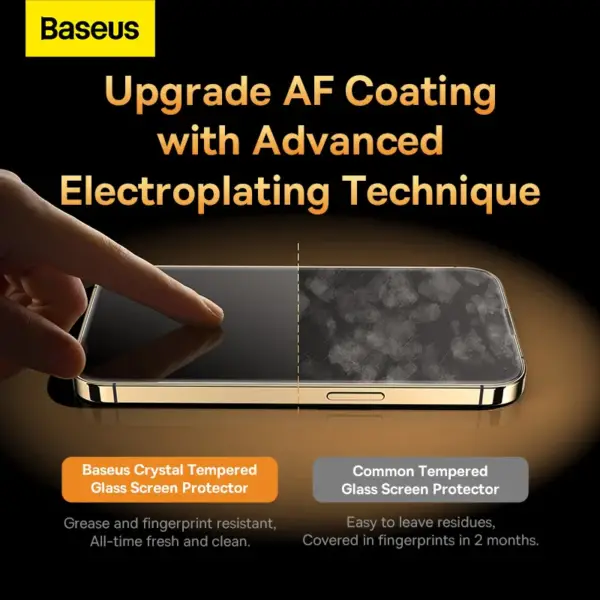 Baseus 0.3mm Crystal HD Tempered Glass Screen Protector with Dust Filter for iP 12 Pro Max (Pack of 2 with 2 cleaning kits and dust-proof installation tool), Clear