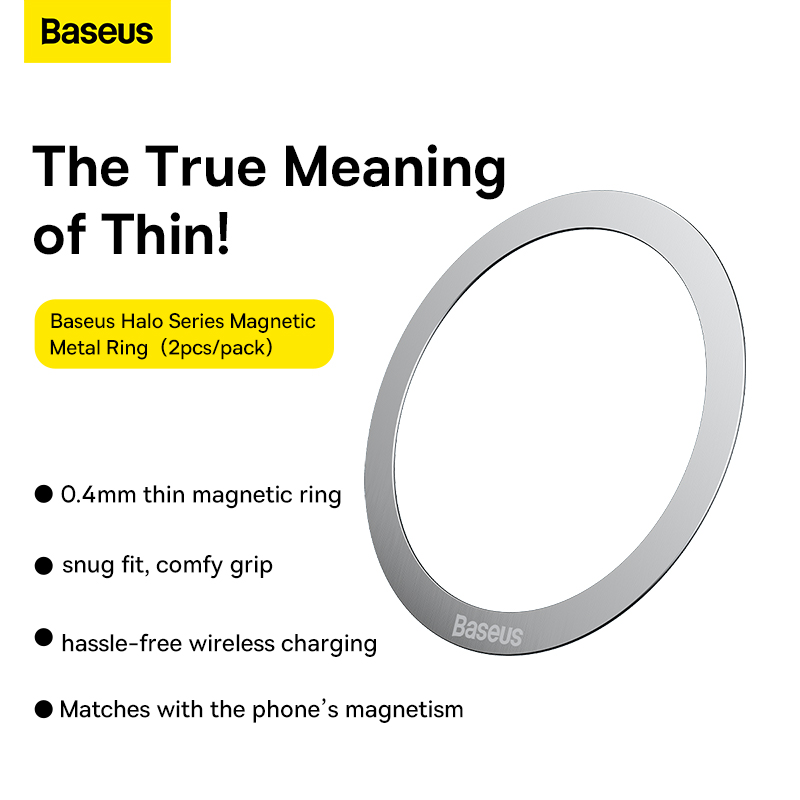 metal ring Baseus Halo Series Magnetic Metal Ring(2pcs/pack)Silver