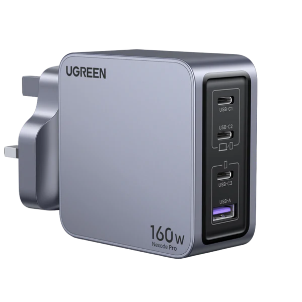UGREEN Nexode Pro 160W 4-Port GaN Fast Charger Set UK (Nexode Pro USB-A+3*TypeC 160W GaN Tech Fast Charger) X763