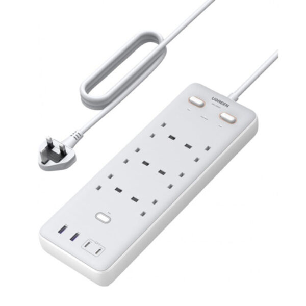 UGREEN 65W 6-Outlet Surge Protector Master Switch Extension Cord With Dual Type-c Port +Dual USB Ports (2C2A)