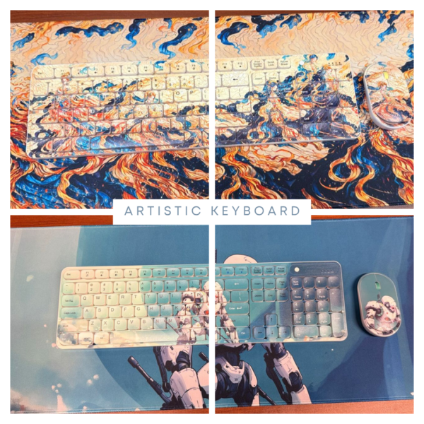 Artistic Wireless Keyboard, Mouse & Desk Mat