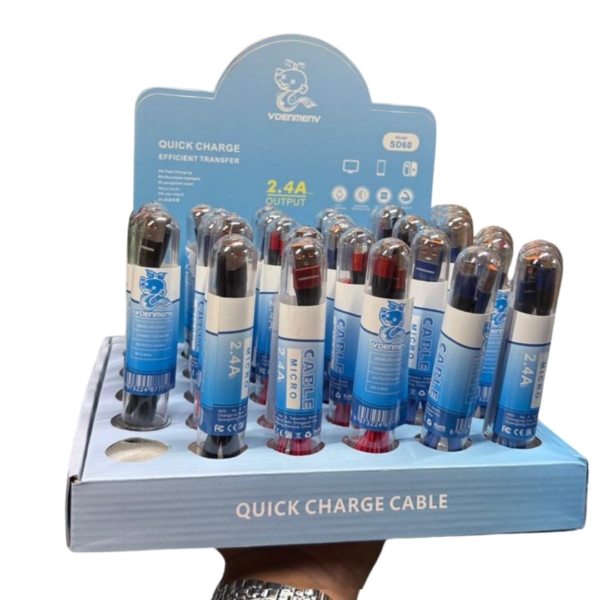 DENMEN 2.4A NILONE Micro cable with glass bottle