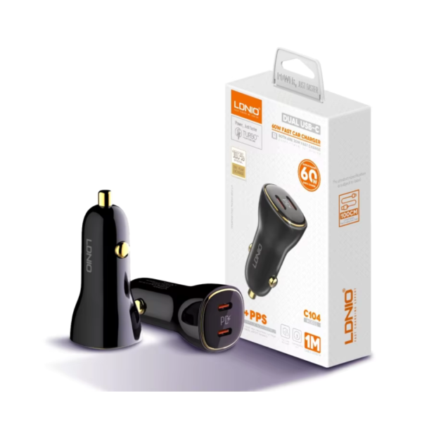 ldnio c104 LDNIO C104 Dual USB-C 60W Fast Car Charger
